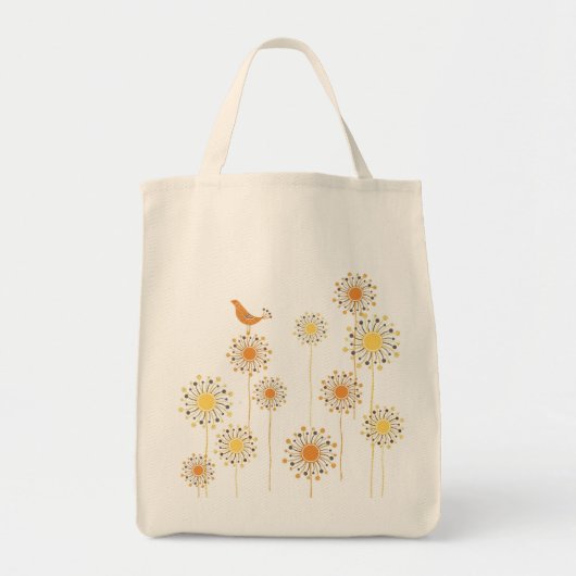 Happy Oranje Bird Design Grocery Bag Tote Bag (Voorkant)