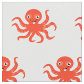 Happy Oranje Cartoon Octopus Stof (Close Up)