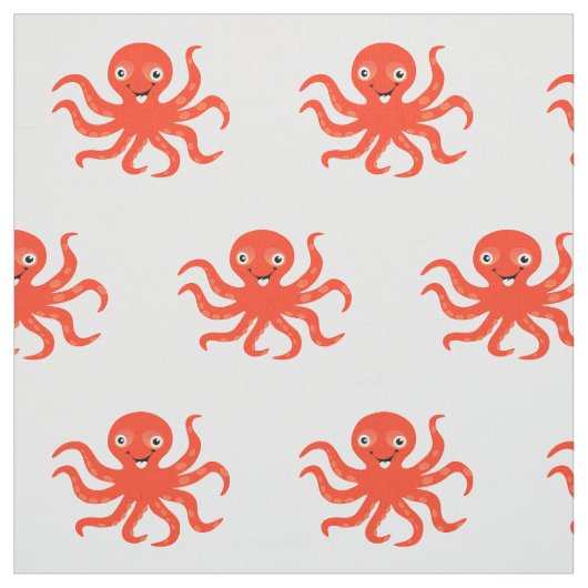 Happy Oranje Cartoon Octopus Stof (Swatch)
