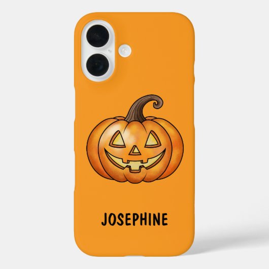 Happy Oranje Cartoon pompoen met naam Halloween Case-Mate iPhone Case (Achterkant)