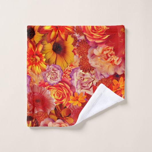 Happy Oranje Flower Field Garden Bad Handdoek (Wasdoekje)