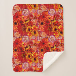 Happy Oranje Flower Field Garden Sherpa Deken