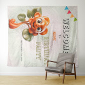 Happy Oranje Flower Verjaardagsfeestje Achtergrond Wandkleed (In Situ (horizontaal))