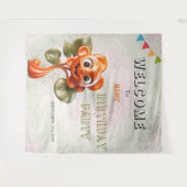 Happy Oranje Flower Verjaardagsfeestje Achtergrond Wandkleed (Voorkant (horizontaal))