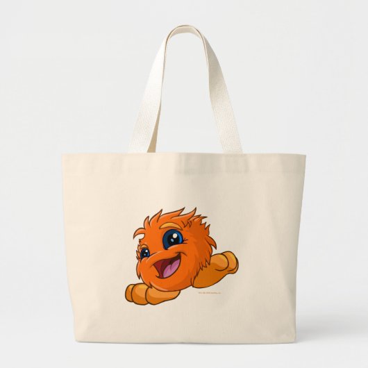 Happy oranje JubJub Grote Tote Bag (Voorkant)