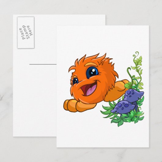 Happy oranje JubJub in Neopia Central Briefkaart (Voorkant / Achterkant)