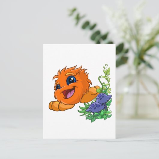 Happy oranje JubJub in Neopia Central Briefkaart (Staand voorkant)