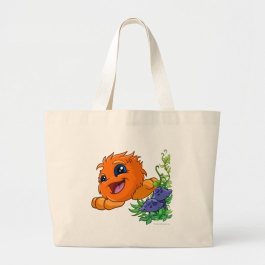 Happy oranje JubJub in Neopia Central Grote Tote Bag (Voorkant)