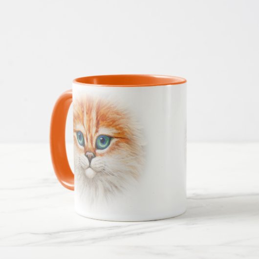 Happy Oranje Kat Face Mok (Voorkant links)