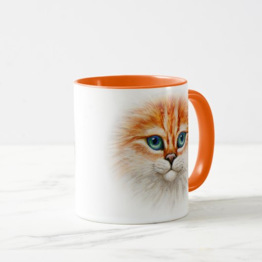 Happy Oranje Kat Face Mok (Voorkant rechts)