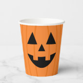 Happy Oranje Pumpkin Smile Halloween Papieren Bekers (Achterkant)