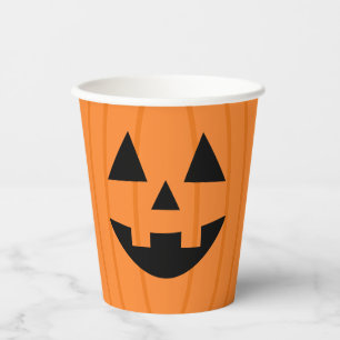 Happy Oranje Pumpkin Smile Halloween Papieren Bekers