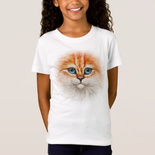 Happy Oranje Tabby Cat Face T-shirt (Voorkant)