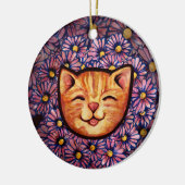 Happy Oranje tabby Cat Keramisch Ornament (Links)
