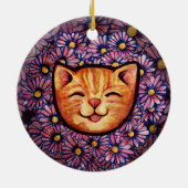 Happy Oranje tabby Cat Keramisch Ornament (Achterkant)