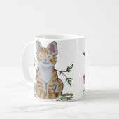 Happy Oranje Tabby Cat Waterverf Oriental Style Koffiemok (Voorkant links)