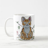 Happy Oranje Tabby Cat Waterverf Oriental Style Koffiemok (Links)