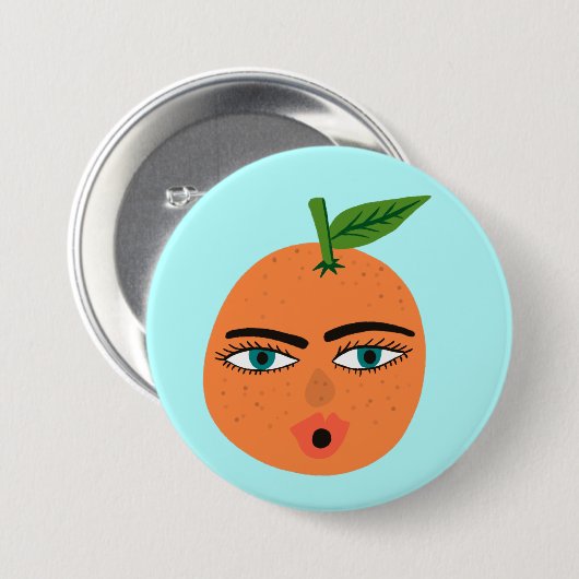 Happy Oranje Whimsical-Button Ronde Button 7,6 Cm (Voorkant /achterkant)