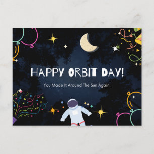 Happy Orbit Day Birthday Jubileum Space Gift Briefkaart
