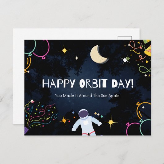 Happy Orbit Day Verjaardag Jubileum Space Gift Briefkaart (Voorkant / Achterkant)