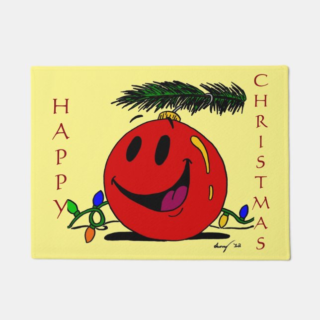Happy Ornament "HAPPY CHRISTMAS" Seizoensdoormat Deurmat (Voorkant)