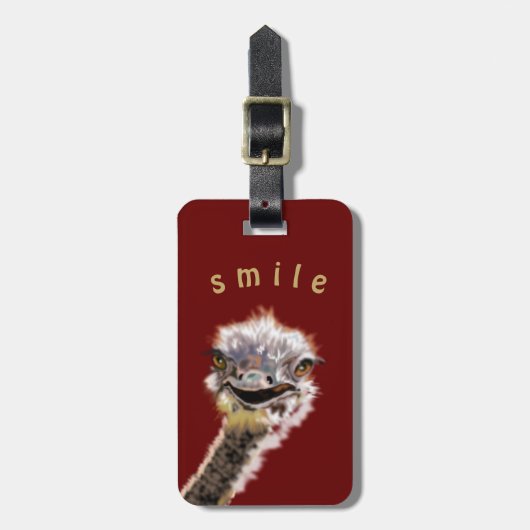 Happy Ostrich Bagagelabel (Voorkant verticaal)