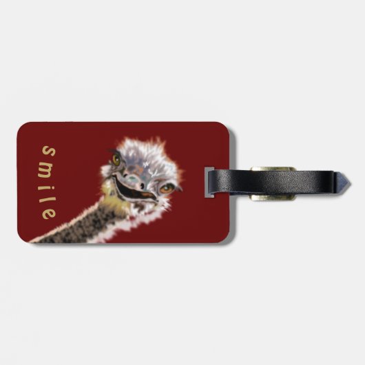 Happy Ostrich Bagagelabel (Achterkant horizontaal)