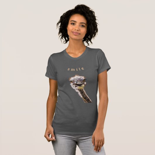 Happy Ostrich Funny T-Shirt - Smile (Voorkant volledig)