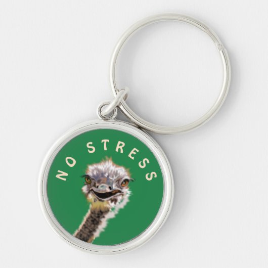 Happy Ostrich Geen Stress-Sleutelhanger Uw kleur/t Sleutelhanger (Voorkant)