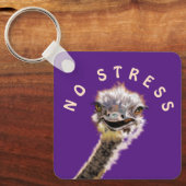 Happy Ostrich Geen Stress Sleutelhanger Uw kleuren (Voorkant)
