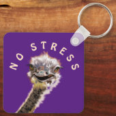 Happy Ostrich Geen Stress Sleutelhanger Uw kleuren (Achterkant)