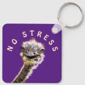 Happy Ostrich Geen Stress Sleutelhanger Uw kleuren (Achterkant)