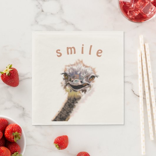 Happy Ostrich Napkins - Fun Painting - Jouw tekst Servet (Insitu)