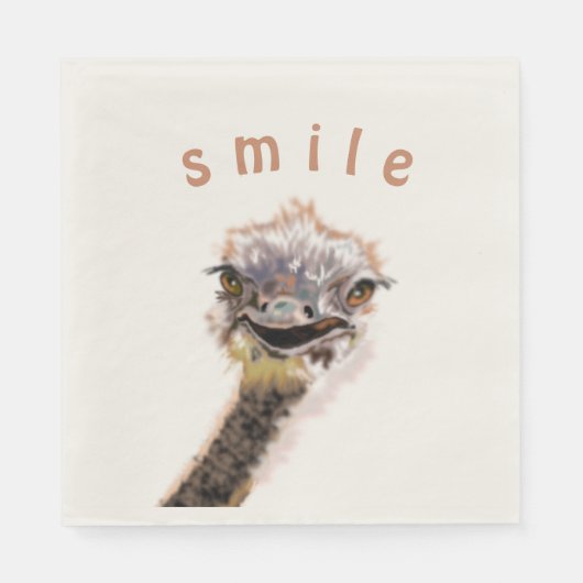 Happy Ostrich Napkins - Fun Painting - Jouw tekst Servet (Voorkant)