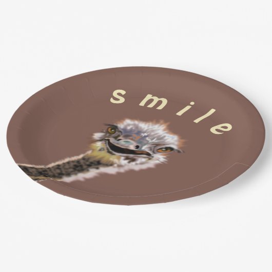 Happy Ostrich Paper Bord-glimlach - Uw kleurenteks Papieren Bordje (Gekanteld)