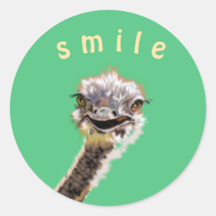 Happy Ostrich Ronde Sticker