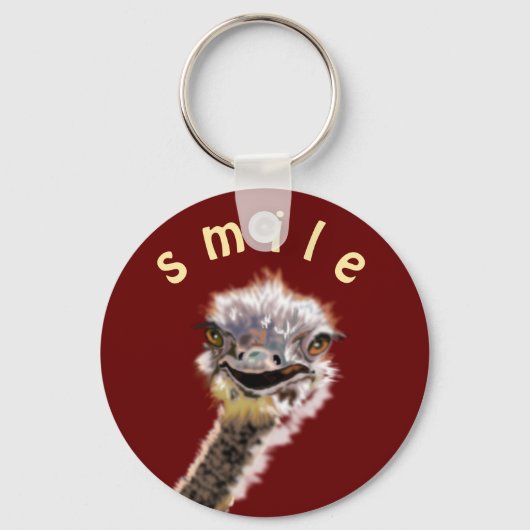 Happy Ostrich Sleutelhanger Gift Smile (Voorkant)