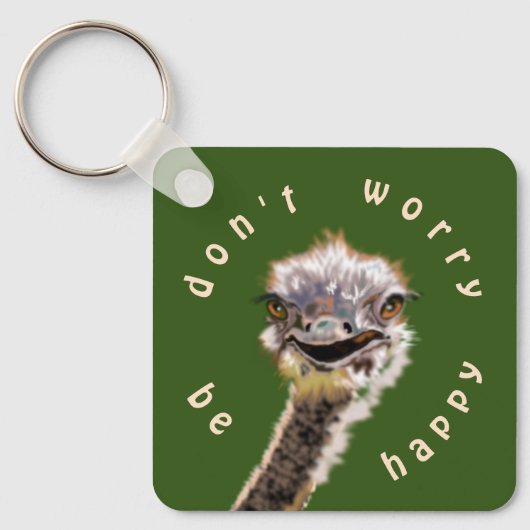 Happy Ostrich Sleutelhanger - Wees niet blij (Voorkant)