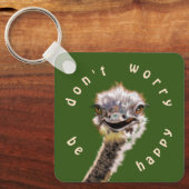 Happy Ostrich Sleutelhanger - Wees niet blij (Voorkant)