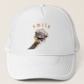 Happy Ostrich Trucker Hat - Smile - Wees blij Trucker Pet (Voorkant)