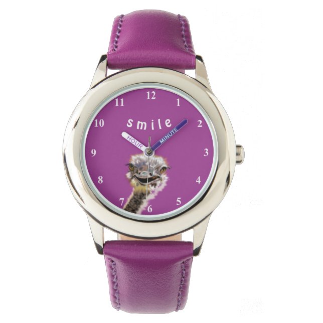 Happy Ostrich Watch Fun Paars Horloge (Voorkant)