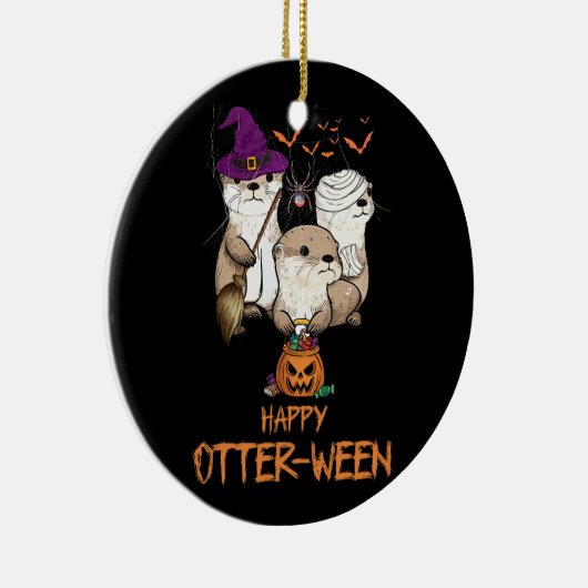 Happy Otter Ween Witch Lazy Halloween kostuum anim Keramisch Ornament (Rechts)
