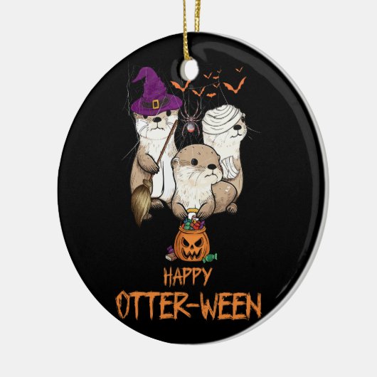 Happy Otter Ween Witch Lazy Halloween kostuum anim Keramisch Ornament (Links)