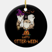 Happy Otter Ween Witch Lazy Halloween kostuum anim Keramisch Ornament (Achterkant)