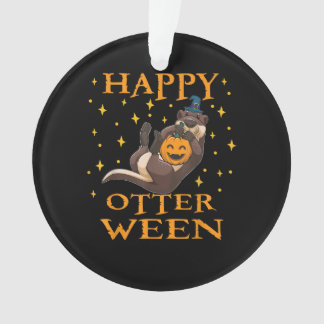 Happy Otterween Cute Zee Otter Halloween Costume Ornament