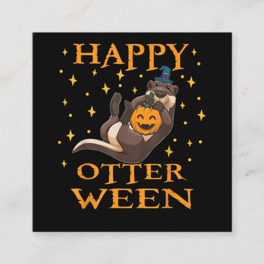 Happy Otterween Cute Zee Otter Halloween Costume Vierkante Visitekaartje (Voorkant)
