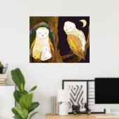 Happy Owl Familie Poster (Thuiskantoor)