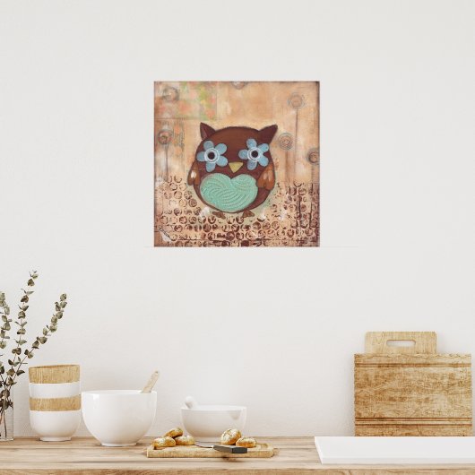 Happy Owl Poster (Keuken)