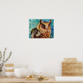 Happy Owl Waterverf afdrukken Poster (Keuken)