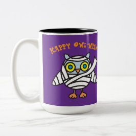Happy Owl-Ween! Uil Mummy Halloween Coffee Mok